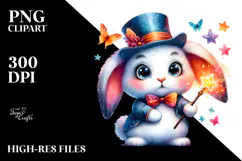 Vibrant Watercolor Rabbit with Crazy Eyes PNG Product Image 2