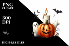 Simple Funny Halloween Clipart with Candle PNG Product Image 1
