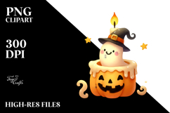 Simple Funny Halloween Clipart with Candle PNG Product Image 2