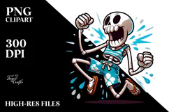 Jumping Cartoon Skeleton, High-Quality PNG Product Image 2