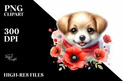 Cute Babydog with Poppy | Clipart Product Image 1
