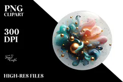 Abstract Glossy Cosmos Watercolor Splash PNG Product Image 2