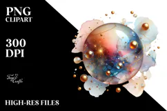 Abstract Glossy Cosmos Watercolor Splash PNG Product Image 2