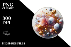 Abstract Glossy Cosmos Watercolor Splash PNG Product Image 2