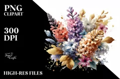 Vibrant Abstract Bouquet with Gold Foil | Sublimation Product Image 1