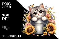 Cute Cat with Sunflower, Transparent PNG Product Image 2
