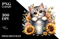 Cute Cat with Sunflower, Transparent PNG Product Image 2