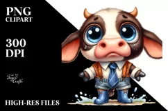 Confused Baby Cow in Rain Boots Clipart Product Image 3