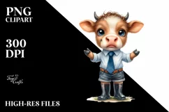 Confused Baby Cow in Rain Boots Clipart Product Image 3