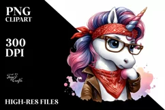 Expressive Unicorn with Bandana and es Clipart Product Image 3