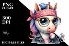 Expressive Unicorn with Bandana and es Clipart Product Image 3
