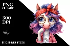 Expressive Unicorn with Bandana and es Clipart Product Image 1