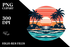 Retro Tropical Island Sunset PNG Product Image 2