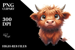Funny Baby Face Highland Cow, Transparent PNG Product Image 2