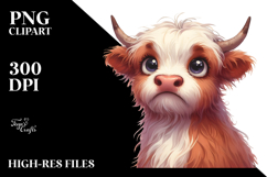 Funny Baby Face Highland Cow, Transparent PNG Product Image 2