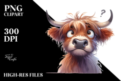 Funny Baby Face Highland Cow, Transparent PNG Product Image 2