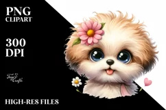 Funny Bichpoo Flower in Mouth Clipart Product Image 3