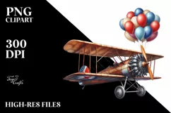 Vintage Biplane Balloons USA Flag Product Image 3