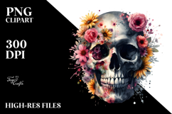 Grungy Flower Skull PNG Product Image 2