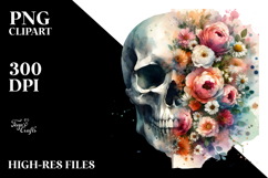 Grungy Skull of Flowers, Transparent PNG Product Image 2