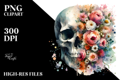Grungy Flower Skull PNG Product Image 2