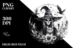 Boho Evil Witch with Cat PNG Product Image 2