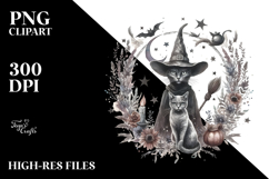 Boho Evil Witch with Cat PNG Product Image 2