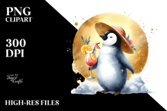 Penguin in Beachwear Watercolor PNG Product Image 2