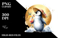 Penguin in Beachwear Watercolor PNG Product Image 2