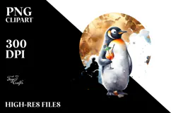 Penguin in Beachwear Watercolor PNG Product Image 2