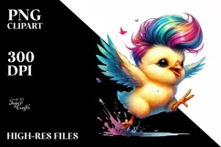 funny Baby Chicken Jumping PNG Product Image 3