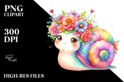 Flower Crown Decorated Colorful Snail | Sublimation | Product Image 2