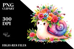 Flower Crown Decorated Colorful Snail | Sublimation | Product Image 2
