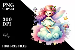 Colorful Fairy on Cloud PNG Product Image 2
