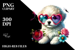 Puppy with Heart Sunglasses PNG Product Image 2