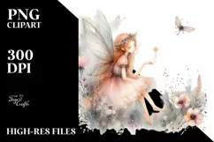 Washed Watercolor Whimsical Fairy, Transparent PNG Product Image 1