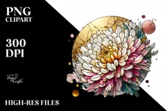 Stained Chrysanthemum with Golden Insertions | Sublimation Product Image 1