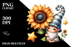 Cute Baby Gnome with Sunflower PNG Product Image 2