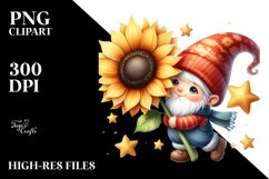 Cute Baby Gnome with Sunflower PNG Product Image 2