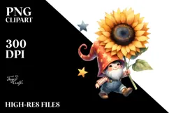 Cute Baby Gnome with Sunflower PNG Product Image 2