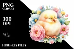Colorful Watercolor Cute Chicken Sleeping | Sublimation Product Image 3