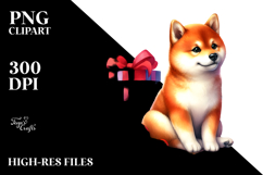 Cute Collie with Christmas Gifts PNG Product Image 2