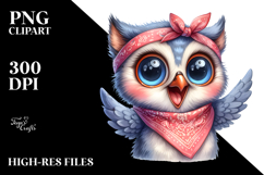 Watercolor Funny Baby Owl Portrait Bandana | Sublimation | Product Image 2