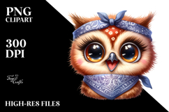 Watercolor Funny Baby Owl Portrait Bandana | Sublimation | Product Image 2