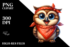 Watercolor Funny Baby Owl Portrait Bandana | Sublimation | Product Image 2