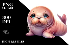 Colorful Baby Walrus PNG Product Image 2
