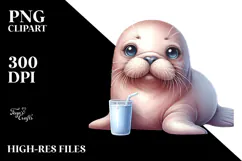 Colorful Baby Walrus PNG Product Image 2