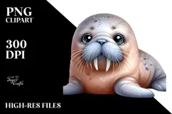 Colorful Baby Walrus PNG Product Image 2