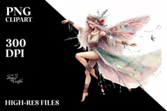 Washed Watercolor Whimsical Fairy PNG Product Image 3
