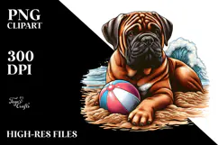 Bullmastiff Sitting in Sand Watercolor Illustration | Product Image 2